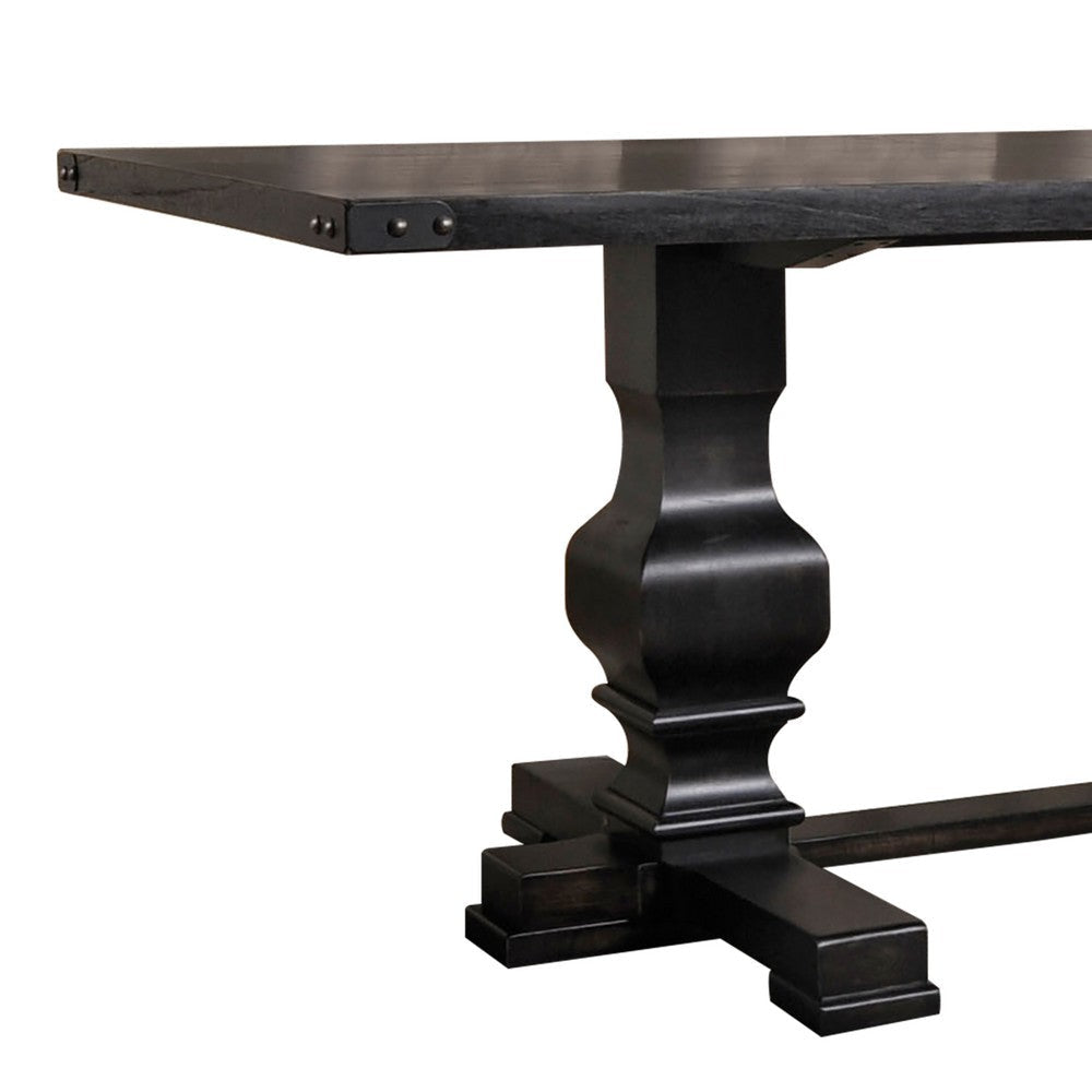 Clarence Dining Table | Rectangular Top | Double Pedestal | Vintage Black AMF-74645