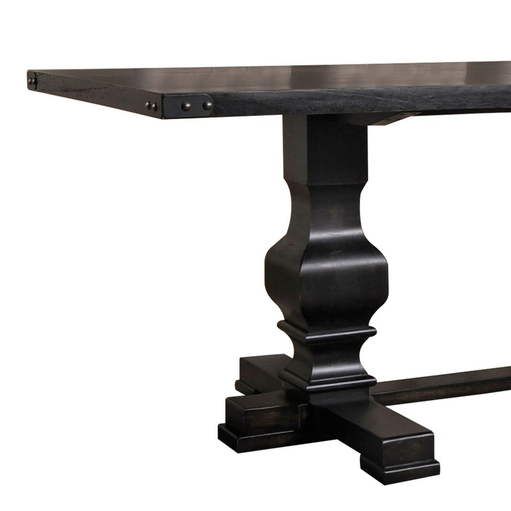 Clarence Dining Table | Rectangular Top | Double Pedestal | Vintage Black