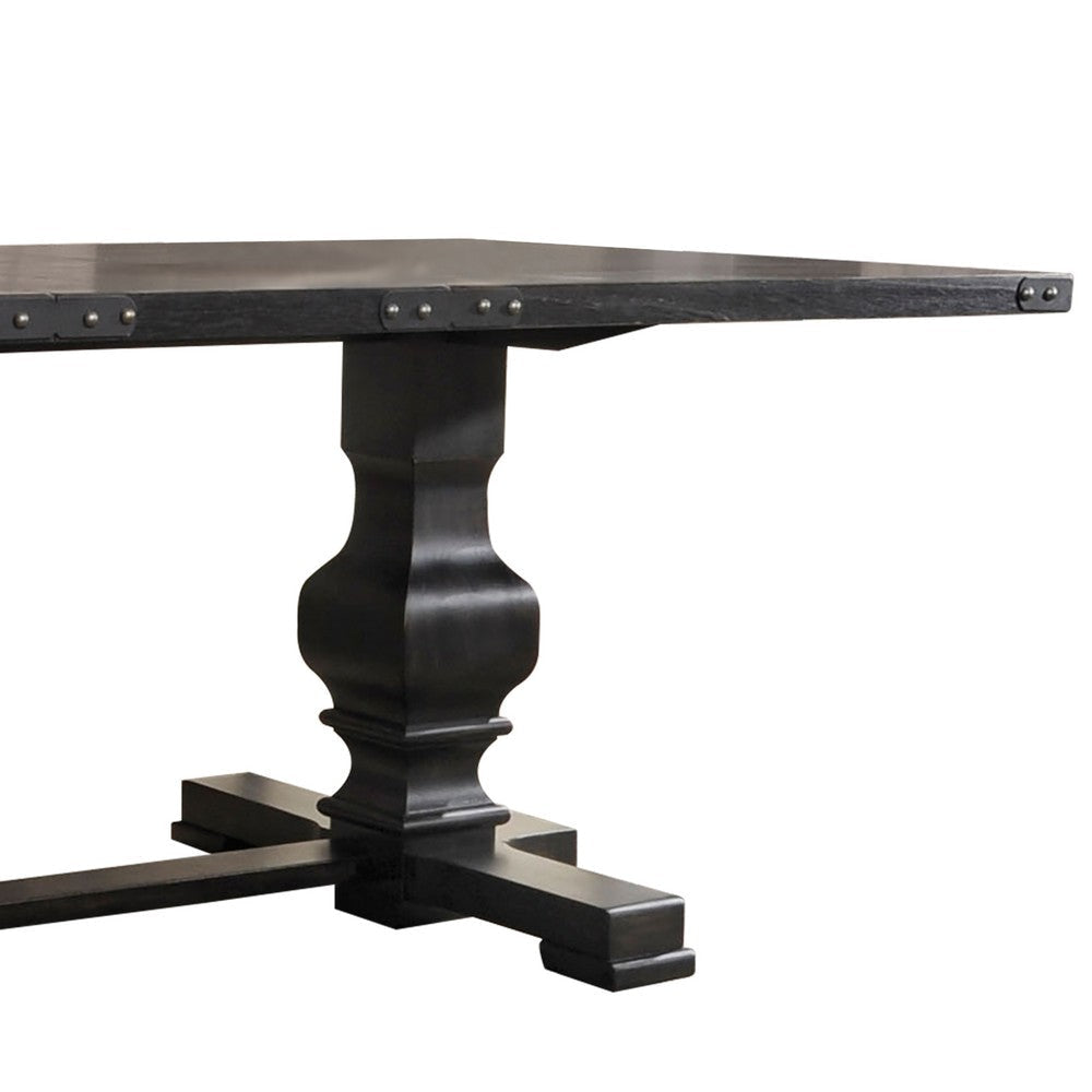 Clarence Dining Table | Rectangular Top | Double Pedestal | Vintage Black AMF-74645