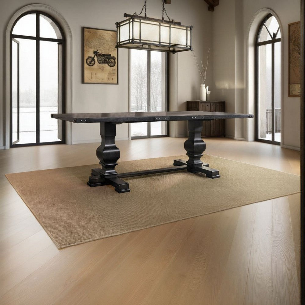 Clarence Dining Table | Rectangular Top | Double Pedestal | Vintage Black