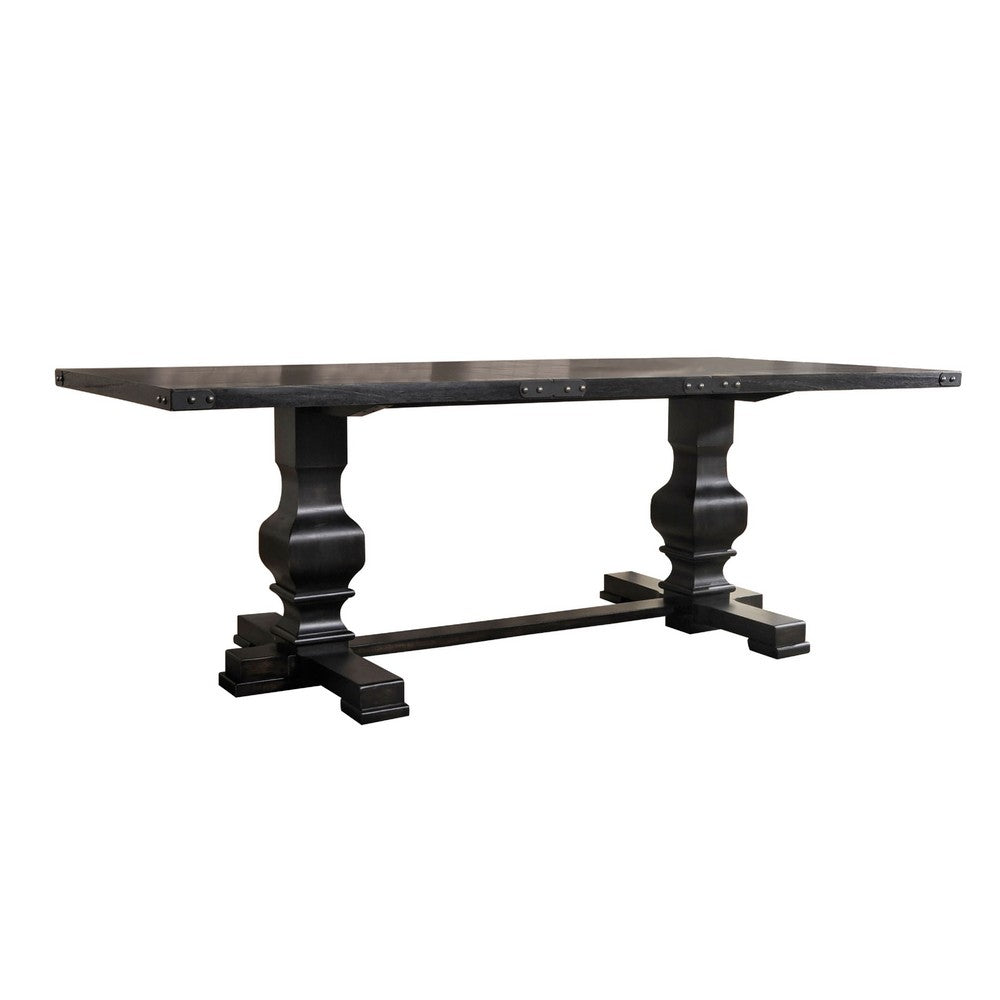 Clarence Dining Table | Rectangular Top | Double Pedestal | Vintage Black
