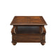 2 Drawer Wooden Coffee Table with Bun Feet and Ring Pulls Brown AMF-80010