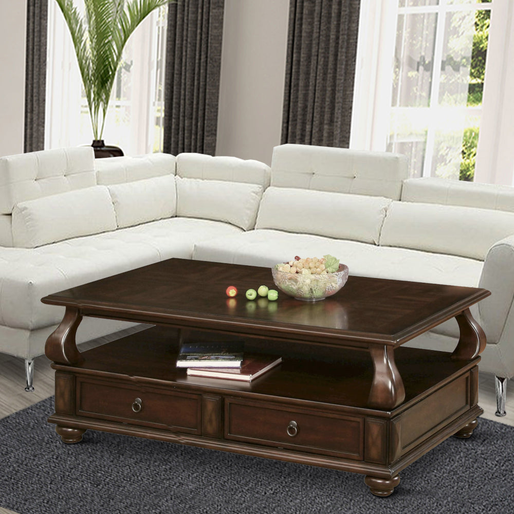 Arden Coffee Table | 2 Drawers | Walnut Brown