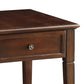 Wooden End Table with One Drawer and One Shelf, Walnut Brown - 80255