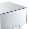 Mirror and Glass End Table with Unique Geometrical Base Design, Silver - 80272