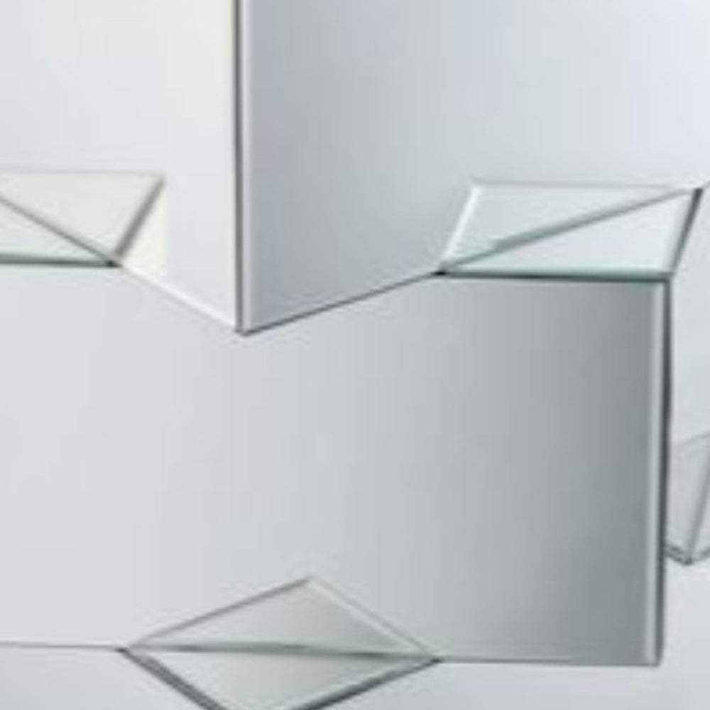 Celeste End Table | Mirror & Glass | Geometric Base | Silver