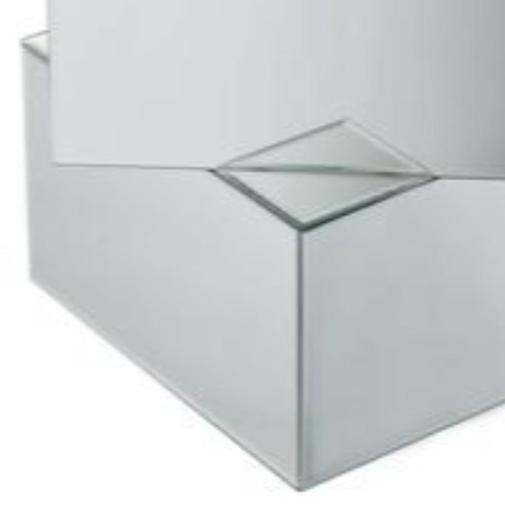 Celeste End Table | Mirror & Glass | Geometric Base | Silver
