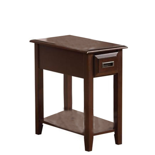 23" Rectangular Wooden Side Table with 1 Drawer, Brown