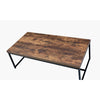 Metal Framed Coffee Table with Wooden Top, Weathered Oak Brown and Black - 80615