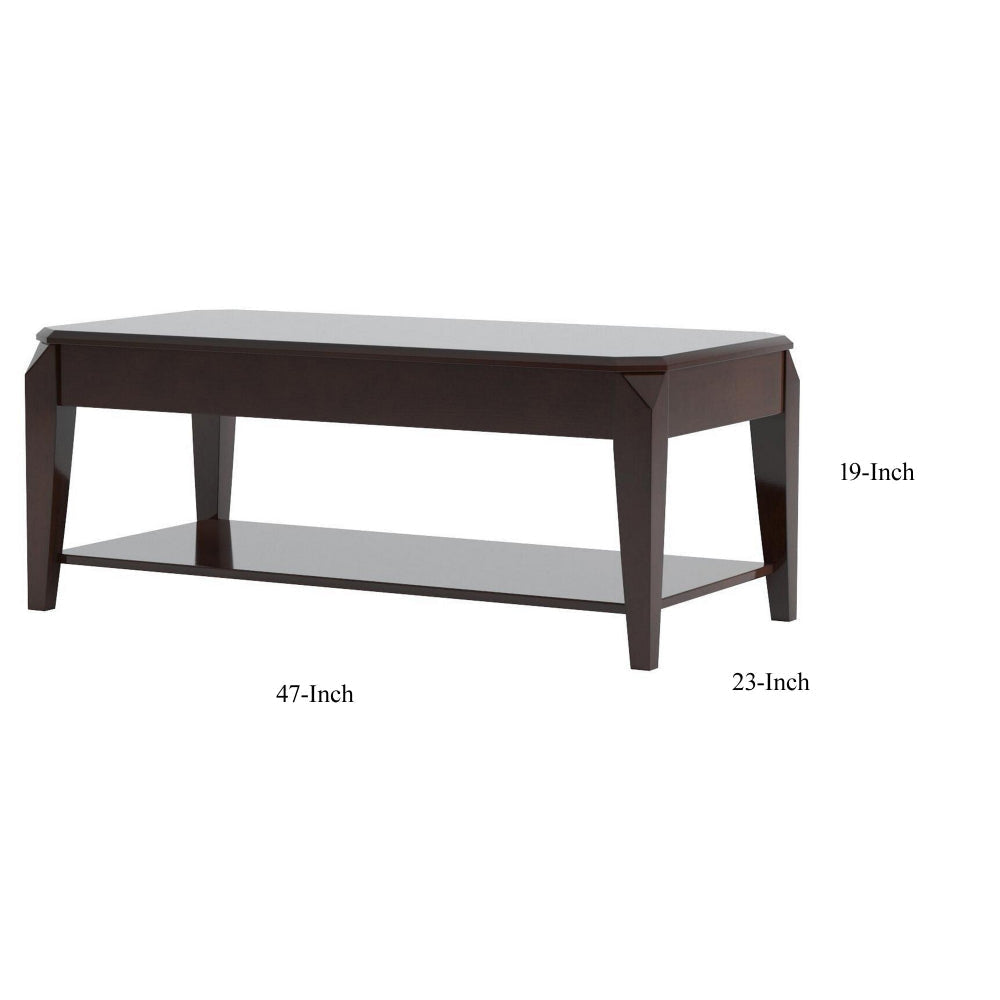 Innovative Coffee Table with Lift Top, Walnut Brown