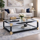 Nova Coffee Table | Rectangular | Glass Top | Shelf | Black