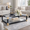 Nova Coffee Table | Rectangular | Glass Top | Shelf | Black