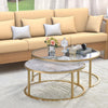 Celeste Nesting Coffee Tables Set of 2 | Glass & Marble Tops | Gold