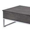 Wooden Coffee Table with Two Lift Tops and Metal Sled Leg Support Gray and Silver AMF-81170