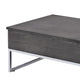 Wooden Coffee Table with Two Lift Tops and Metal Sled Leg Support Gray and Silver AMF-81170