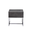 Wooden End Table with Tubular Metal Base and Spacious Drawer Gray and Silver AMF-81172