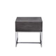 Wooden End Table with Tubular Metal Base and Spacious Drawer Gray and Silver AMF-81172
