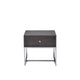 Wooden End Table with Tubular Metal Base and Spacious Drawer Gray and Silver AMF-81172
