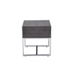 Wooden End Table with Tubular Metal Base and Spacious Drawer Gray and Silver AMF-81172