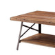 Wooden Coffee Table with X Crossed Metal Sides and Open Shelf Brown and Black AMF-81175