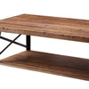 Wooden Coffee Table with X Crossed Metal Sides and Open Shelf Brown and Black AMF-81175