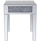 Wood and Mirror End Table with Faux Crystals Inlay, Clear By Casagear Home