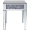 Wood and Mirror End Table with Faux Crystals Inlay, Clear By Casagear Home