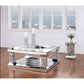 Wood and Mirror Coffee Table with One Shelf, Clear and Black By Casagear Home