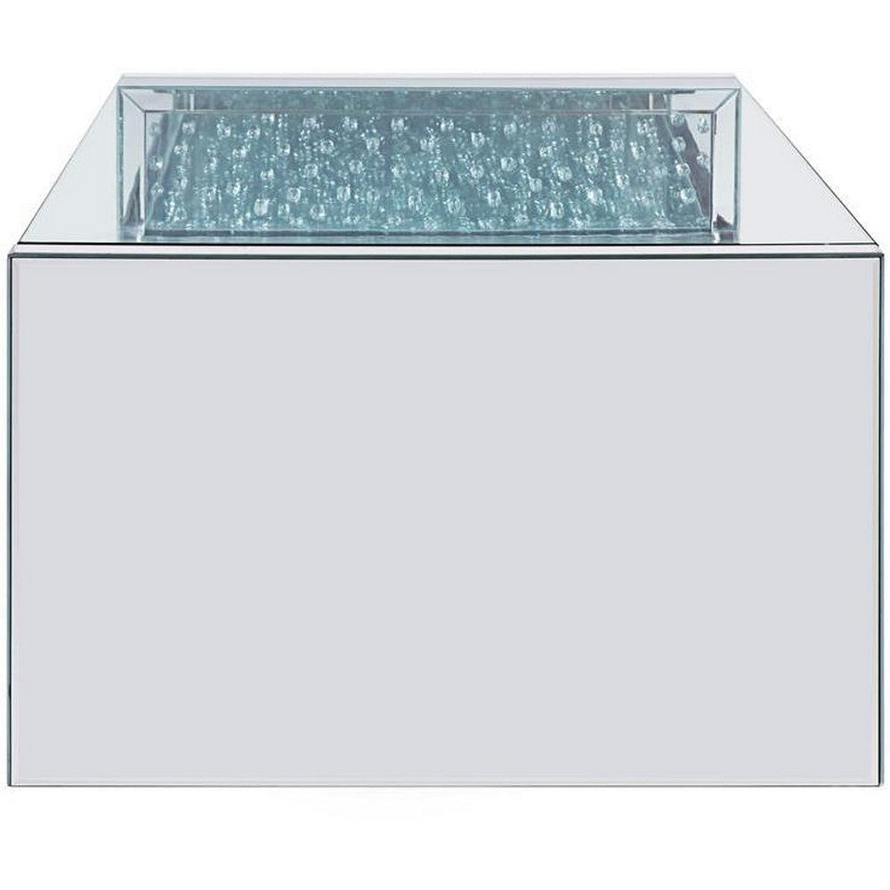 Wood and Mirror Coffee Table with Studded Faux Crystals Clear AMF-81470