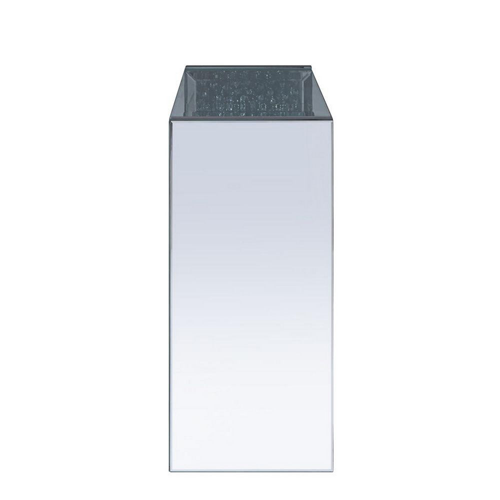 Celeste Sofa Table | Wood & Mirror | Studded Faux Crystals | Clear
