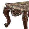 20" Carved Wooden Coffee Table with Marble Top, Brown