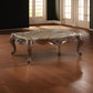 20" Carved Wooden Coffee Table with Marble Top, Brown