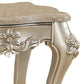 Marble Top End Table With Flower Motif Engraved Angular Wood Feet, Silver