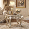 Clairmont End Table | Marble Top | Floral Motif Feet | Silver