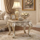 Clairmont End Table | Marble Top | Floral Motif Feet | Silver