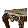 Square Marble Top End Table With Carved Floral Motifs Wooden Feet Brown AMF-81697