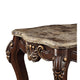 Square Marble Top End Table With Carved Floral Motifs Wooden Feet Brown AMF-81697