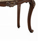 Marble Top Sofa Table With Carved Floral Motifs Wooden Feet, Brown