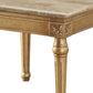 Marble Top End Table With Fluted Detail Wooden Turned Legs, Gold