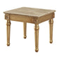 Marble Top End Table With Fluted Detail Wooden Turned Legs, Gold