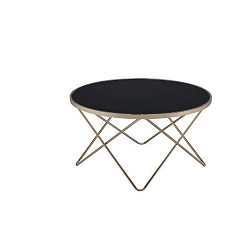 Nova Coffee Table | Black Glass Top | Metal Frame | Gold Finish