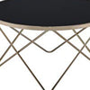18" Glass Top Coffee Table with Metal Base, Black and Gold By Casagear Home
