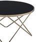 18" Glass Top Coffee Table with Metal Base, Black and Gold By Casagear Home