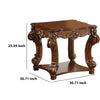 Square Top End Table With Scrolled Leg And Bottom Shelf, Cherry Brown