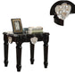 Wooden End Table With Contrast Carved Motif Turned Legs, Black