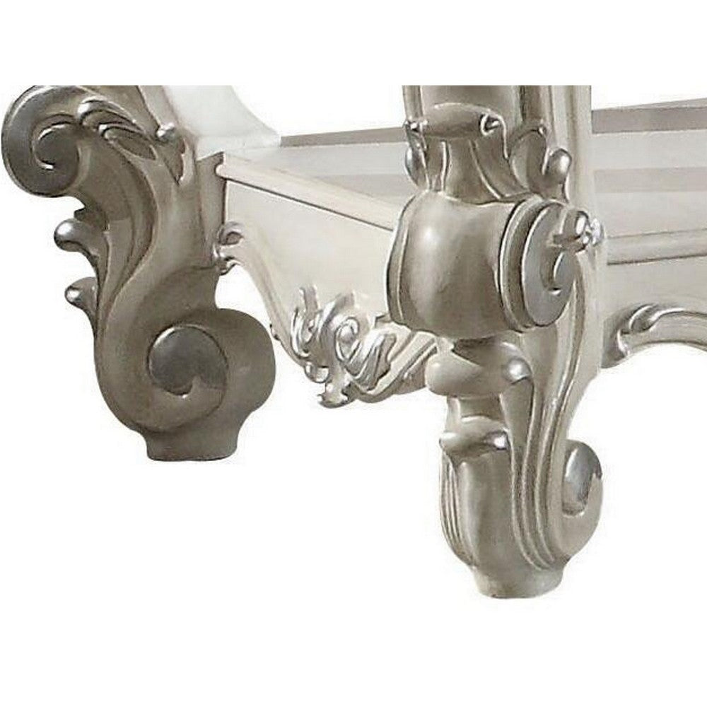 Wooden End Table with Bottom Shelf in White AMF-82124