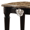 Marble Top End Table With Contrast Carved Motif Turned Wood Legs Black AMF-82152