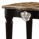 Marble Top End Table With Contrast Carved Motif Turned Wood Legs Black AMF-82152