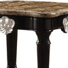 Marble Top End Table With Contrast Carved Motif Turned Wood Legs Black AMF-82152