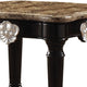 Marble Top End Table With Contrast Carved Motif Turned Wood Legs Black AMF-82152
